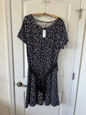 Avenue Black Midi Dress with Multicolor Polka Dots